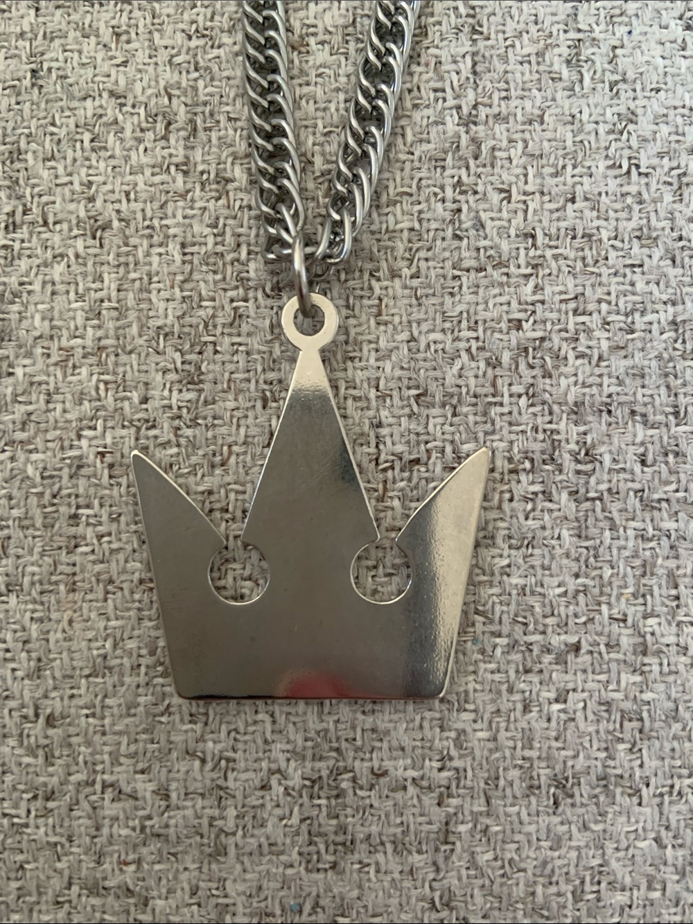 Men's Kingdom Hearts Sora Silver Crown Pendant Necklace - Polished Metal - Picture 3 of 4